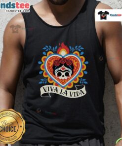 Colorful Nice Calavera Frida Sagrado Corazon Tank Top featuring a vibrant skull design and heart motif for unique style.