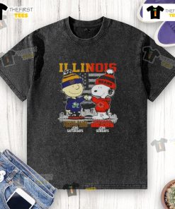 Nice Charlie Brown Notre Dame Fighting Irish and Snoopy Chicago Bears skyline t-shirt, perfect for game day wear.