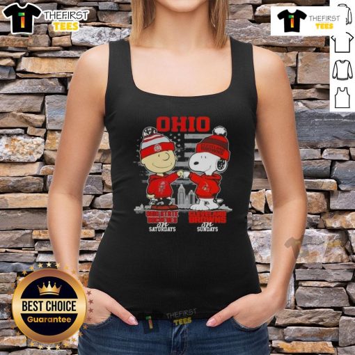 Nice Charlie Brown Ohio State Buckeyes Skyline Tank Top featuring Snoopy and Cleveland Browns for game day style.