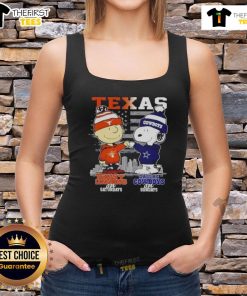 Nice Charlie Brown Texas Longhorns and Snoopy Dallas Cowboys skyline tank top, perfect for game day style.