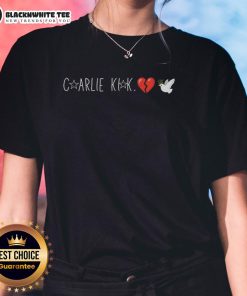 Nice Charlie Kirk Broken Heart Dove Ladies Tee featuring a stylish graphic design perfect for casual wear.