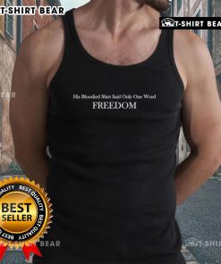 Charlie Kirk in a bloodied tank top with the word 'Freedom' prominently displayed, symbolizing his fight for liberty.