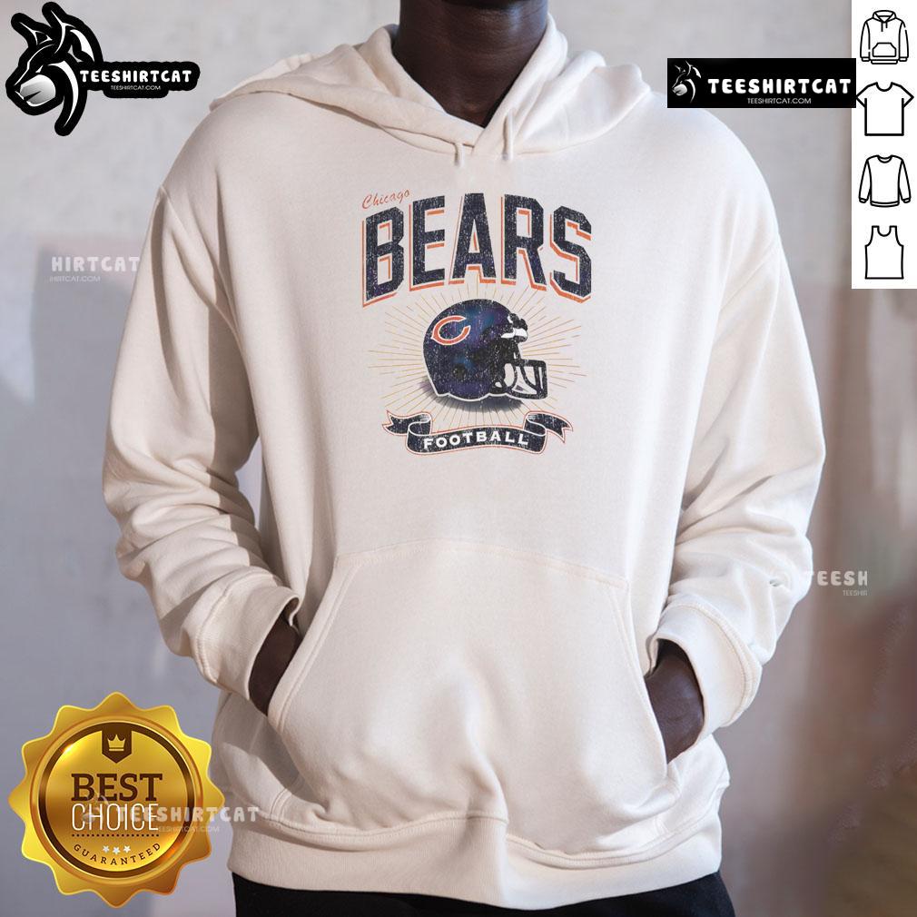 Nice Chicago Bears Football Helmet Distressed Vintage Hoodie Alt Text: Vintage distressed hoodie featuring a Chicago Bears football helmet design, perfect for fans of retro sports apparel.