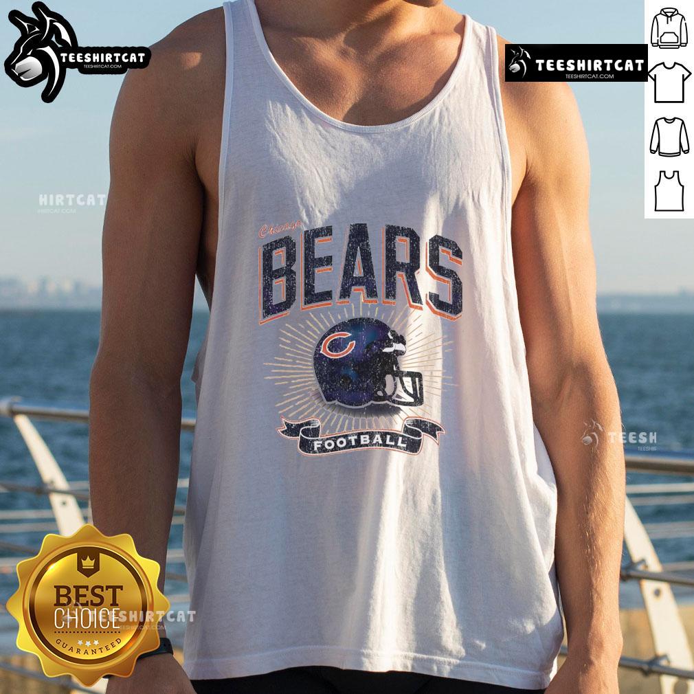 Nice Chicago Bears Football Helmet Distressed Vintage Tank Top Distressed vintage tank top featuring a Chicago Bears football helmet design, perfect for fans and casual wear.