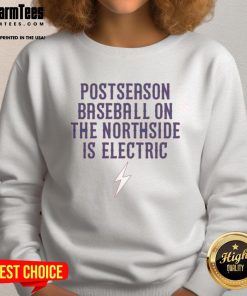 Chicago Cubs postseason sweatshirt showcasing electric Northside baseball spirit during the playoffs.