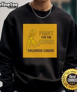 Alt Text: Child wearing Nice Childhood Cancer Fight For A Cure sweatshirt, promoting awareness and support for pediatric cancer research.