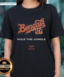Nice Cincinnati Bengals Born x Raised Rule The Jungle Ladies Tee showcasing team pride in stylish women's apparel.