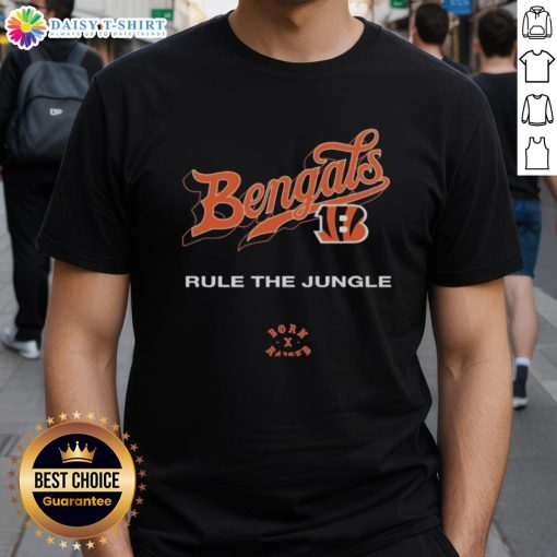Nice Cincinnati Bengals Born X Raised Rule The Jungle T-Shirt featuring bold graphics and team colors for fans.