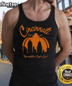 Nice Cincinnati pumpkin spice tank top design, perfect for fall fashion enthusiasts and seasonal style lovers.