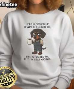 Nice Dachshund Head sweatshirt featuring a quirky design with a heart graphic, perfect for dog lovers and casual wear.