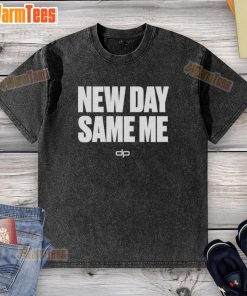 Nice Dan Patrick 'New Day Same Me' washed t-shirt displayed on a hanger, showcasing casual style and comfort.
