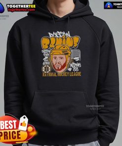 Cartoon hoodie featuring David Pastrnak with a big head, representing the Boston Bruins NHL team.
