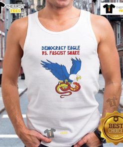 Nice Democracy Eagle vs Fascist Snake Tank Top design showcasing a bold political statement in vibrant colors.