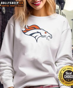 Alt Text: Comfortable Nice Denver Broncos logo sweatshirt featuring the iconic team emblem in vibrant colors.