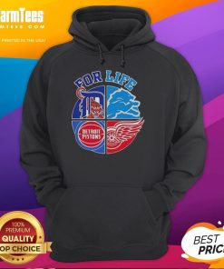 Nice Detroit Sports For Life logo hoodie in navy blue, showcasing vibrant team spirit and stylish design for fans.