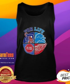 Nice Detroit Sports For Life logo tank top featuring vibrant colors and sporty design for fans and athletes.