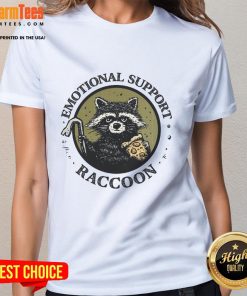 Nice emotional support raccoon ladies tee featuring a cute raccoon graphic, perfect for animal lovers and casual wear.