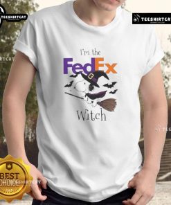 Nice FedEx x Snoopy I'm The Witch Halloween T-Shirt featuring a playful design perfect for Halloween festivities.