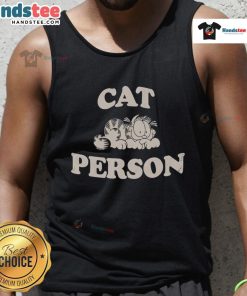 Cute Garfield cat person wearing a tank top, showcasing a playful design and vibrant colors. Perfect for cat lovers!