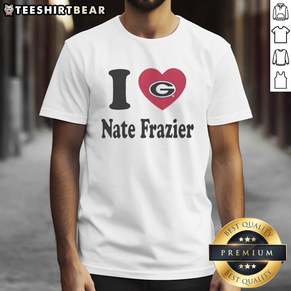 Nice Georgia Bulldogs I Heart Nate Frazier T Shirt Alt Text: Nice Georgia Bulldogs I Heart Nate Frazier T-Shirt featuring bold graphics and a vibrant design for fans.