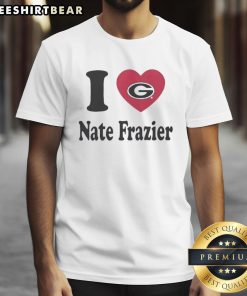 Alt Text: Nice Georgia Bulldogs I Heart Nate Frazier T-Shirt featuring bold graphics and a vibrant design for fans.