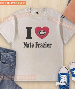 Alt Text: I Heart Nate Frazier washed t-shirt featuring Nice Georgia Bulldogs logo, perfect for fans and casual wear.