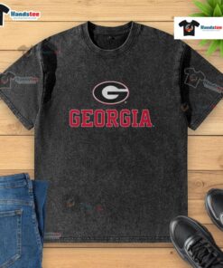 Nice Georgia logo football team washed t-shirt in red with bold graphics, perfect for game day attire.