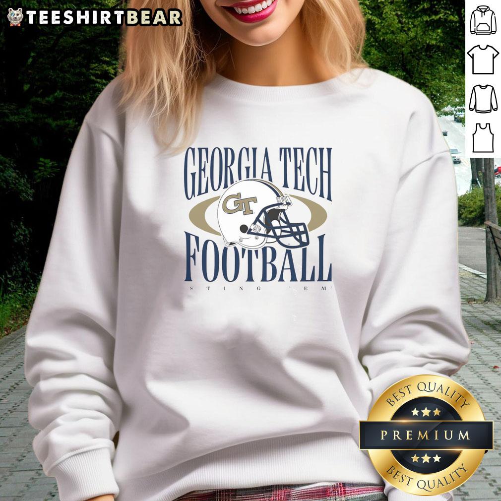 Nice Georgia Tech Yellow Jackets Football Sting 'Em Helmet Sweatshirt Alt Text: Nice Georgia Tech Yellow Jackets football Sting 'Em helmet sweatshirt, showcasing team pride and style.