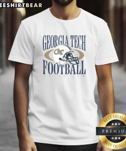 Alt Text: Georgia Tech Yellow Jackets football Sting 'Em helmet t-shirt featuring bold team graphics and vibrant colors.