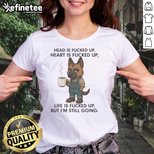 Alt Text: Cute German Shepherd head design on a women's tee, featuring a heart graphic, perfect for dog lovers.