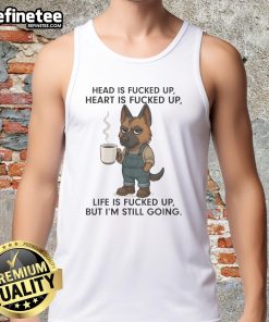 German Shepherd head graphic on a tank top with heart design, perfect for dog lovers and casual wear.