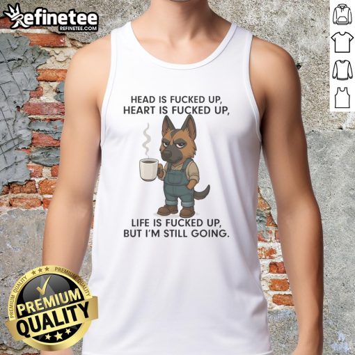 German Shepherd head graphic on a tank top with heart design, perfect for dog lovers and casual wear.