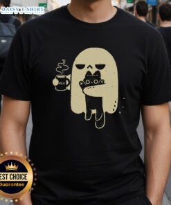 Nice Ghost Holding Cat T-Shirt design featuring a cute ghost cuddling a cat, perfect for Halloween and pet lovers.