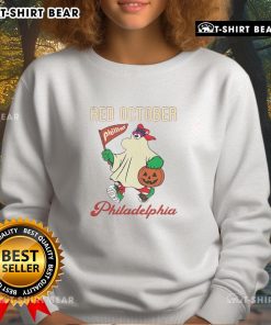 Nice Ghost Philadelphia Phillies Phanatic Red October Halloween sweatshirt featuring a playful design for fans.