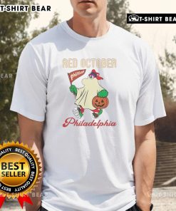 Nice Ghost Philadelphia Phillies Phanatic Red October Halloween T-Shirt featuring a spooky design for fans.