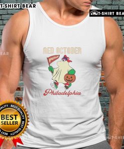 Philadelphia Phillies Phanatic Halloween tank top in red, perfect for celebrating October and sports fans.