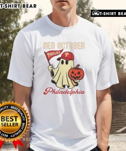 Nice Ghost Philadelphia Phillies Red October Halloween T-Shirt featuring a playful ghost design for spooky baseball fans.