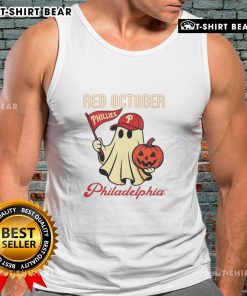 Nice Ghost Philadelphia Phillies Red October Halloween Tank Top featuring a playful ghost design for festive fans.