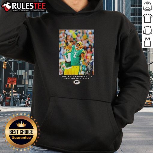 Micah Parsons wearing a Nice Green Bay hoodie features a stylish design for Week 1 NFL games.