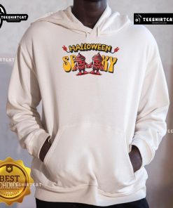 Alt Text: Spooky skeleton drink cup hoodie perfect for Halloween celebrations, showcasing a fun and festive design.