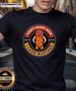 Funny 'Nice Hawt Dawg Man I Love Musytard Est 2015' T-Shirt design featuring bold graphics and vibrant colors.