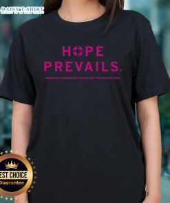 American Foundation for Suicide Prevention Iowa Ladies Tee featuring 'Hope Prevails' design, promoting mental health awareness.