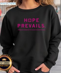 Nice Hope Prevails American Foundation for Suicide Prevention Iowa sweatshirt in navy blue, promoting mental health awareness.