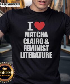 Alt Text: Nice I Heart Matcha Clairo and Feminist Literature T-Shirt featuring a stylish design for eco-conscious fans.
