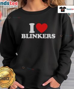Stylish 'Nice I Love Blinkers' sweatshirt featuring a trendy design, perfect for casual wear and blinkers enthusiasts.