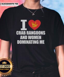 Women's tee featuring 'I Love Crab Rangoons' design, perfect for seafood lovers and fun, casual style.