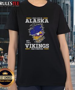 Stylish ladies tee featuring 'Nice, I May Live In Alaska But I'm A Minnesota Vikings Fan Forever' design.