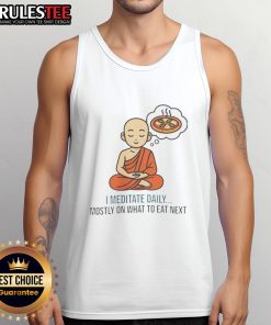 Daily meditation tank top with 'Nice I Meditate' design, perfect for mindful eating inspiration and relaxation.