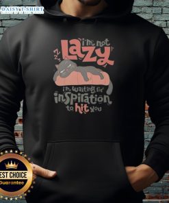 Alt Text: Cozy 'Nice, I'm Not Lazy, I'm Waiting for Inspiration to Hit You' hoodie featuring a playful cat design. Perfect for cat lovers!