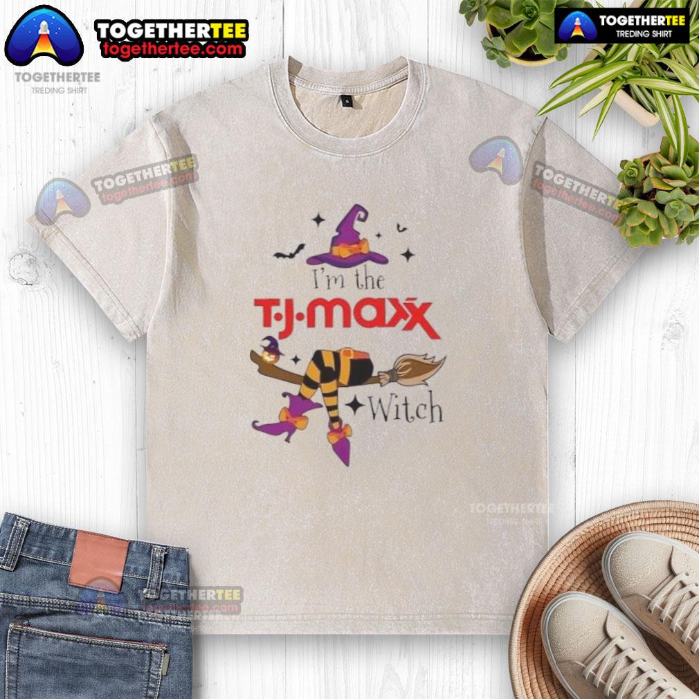 Nice I'M The Tj Maxx Witch Halloween Washed T Shirt Halloween washed t-shirt featuring 'Nice, I'm the TJ Maxx Witch' design, perfect for festive celebrations.